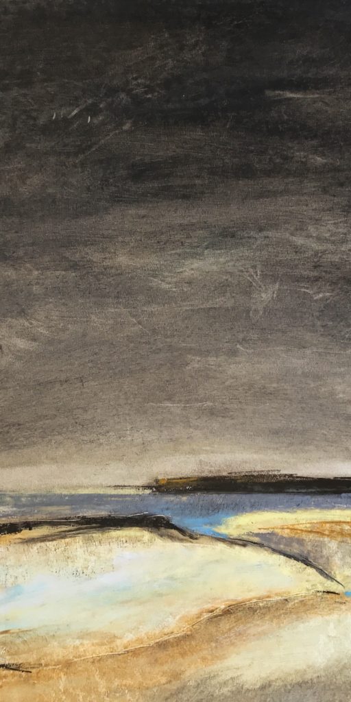 Düsterhimmel, 2018, Oilpastel 30 x 60 cm