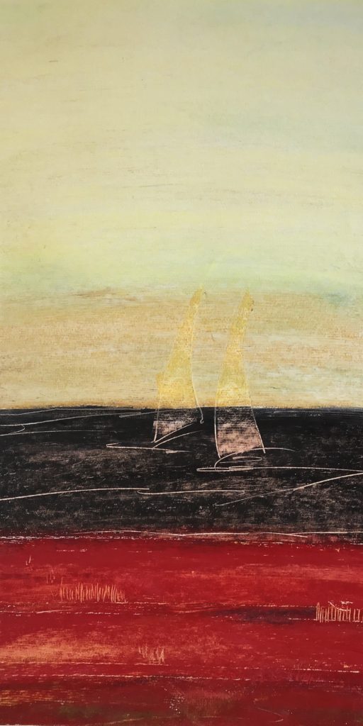 Strandsicht, 2018, Oilpastel 30 x 60 cm